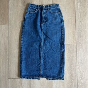 Reformation Blue Denim Midi Skirt size 24 XS